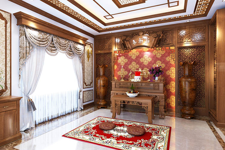 Thiết kế thi công nội thất biệt thự cổ điển bằng gỗ Gõ Đỏ